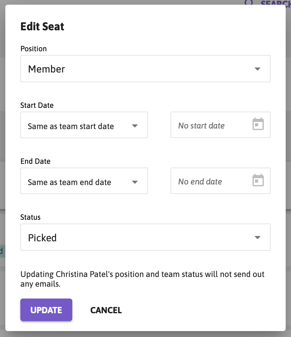 Edit Seat